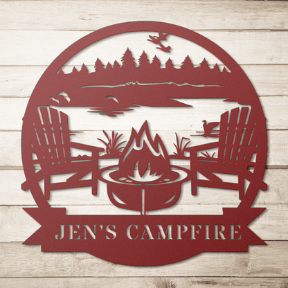 Lake Life Metal Sign – Custom Campfire & Deck Chair Wall Art - BullyBellyMetal Sign