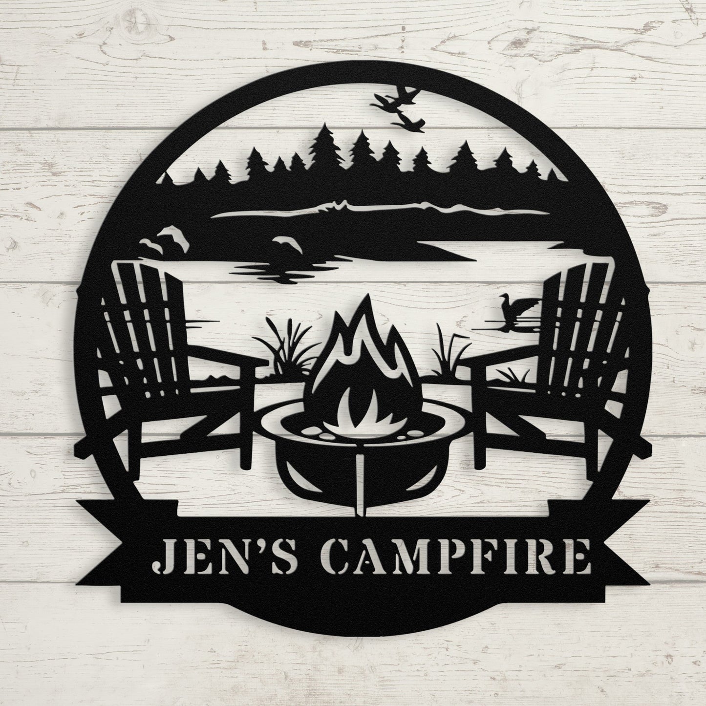 Lake Life Metal Sign – Custom Campfire & Deck Chair Wall Art - BullyBellyMetal Sign