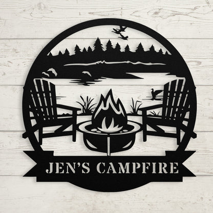 Lake Life Metal Sign – Custom Campfire & Deck Chair Wall Art - BullyBellyMetal Sign