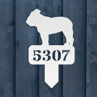 Lawn English Bulldog House Number Yard Sign - BullyBellyMetal Sign