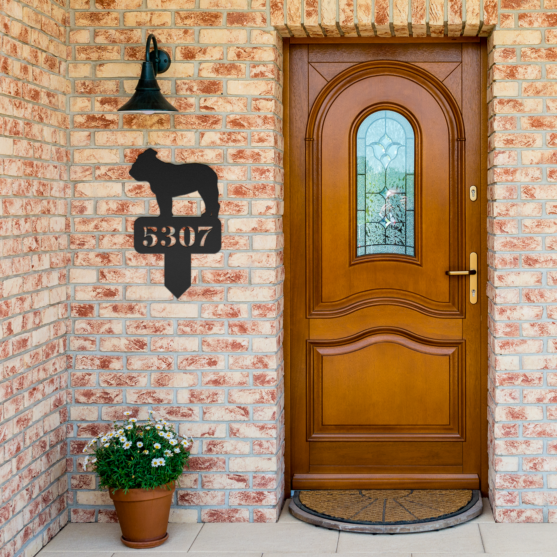 Lawn English Bulldog House Number Yard Sign - BullyBellyMetal Sign