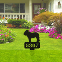 Lawn English Bulldog House Number Yard Sign - BullyBellyMetal Sign