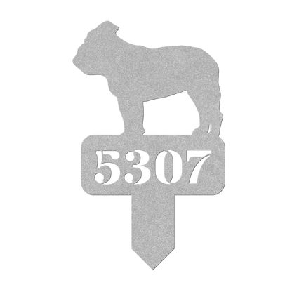Lawn English Bulldog House Number Yard Sign - BullyBellyMetal Sign