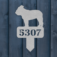 Lawn English Bulldog House Number Yard Sign - BullyBellyMetal Sign