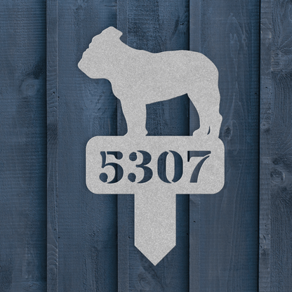 Lawn English Bulldog House Number Yard Sign
