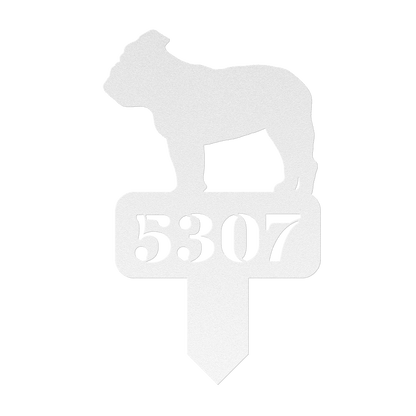 Lawn English Bulldog House Number Yard Sign - BullyBellyMetal Sign