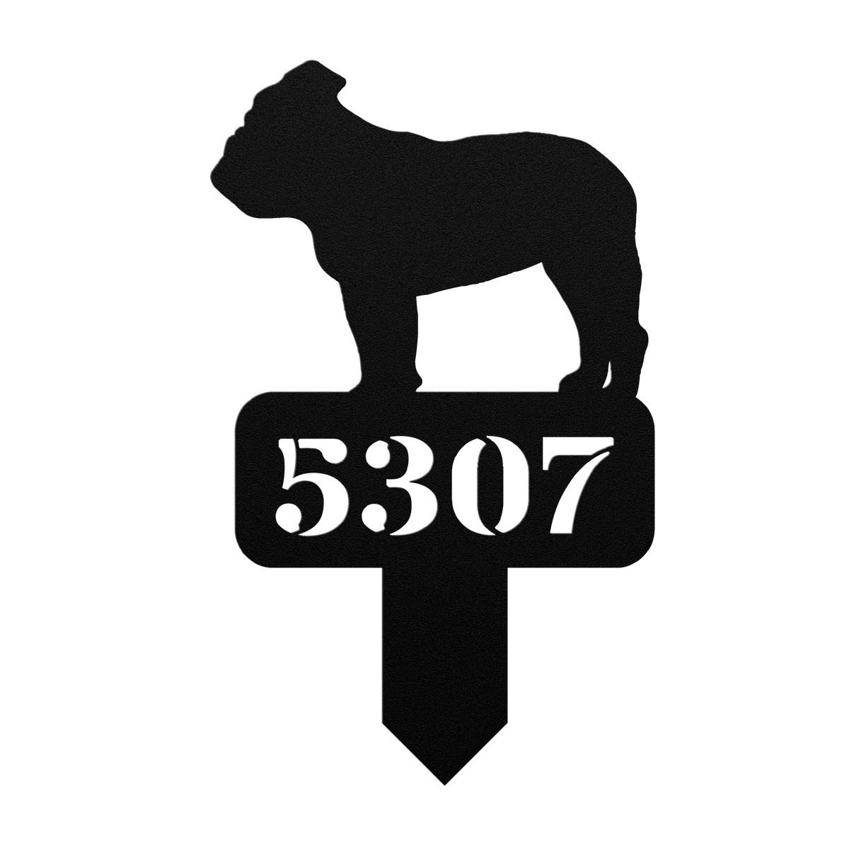Lawn English Bulldog House Number Yard Sign - BullyBellyMetal Sign