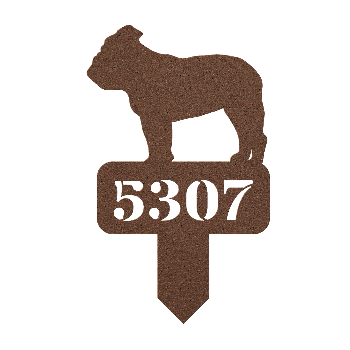 Lawn English Bulldog House Number Yard Sign - BullyBellyMetal Sign