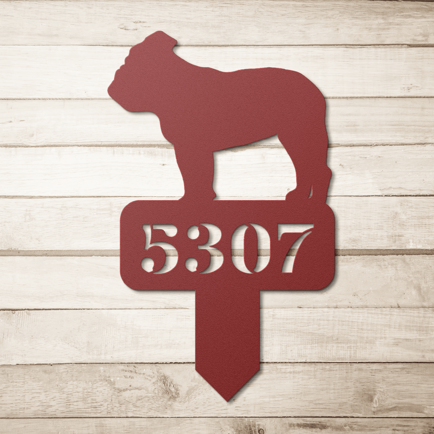 Lawn English Bulldog House Number Yard Sign