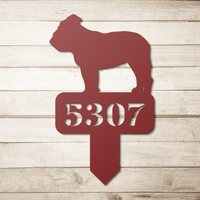 Lawn English Bulldog House Number Yard Sign - BullyBellyMetal Sign