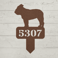 Lawn English Bulldog House Number Yard Sign - BullyBellyMetal Sign