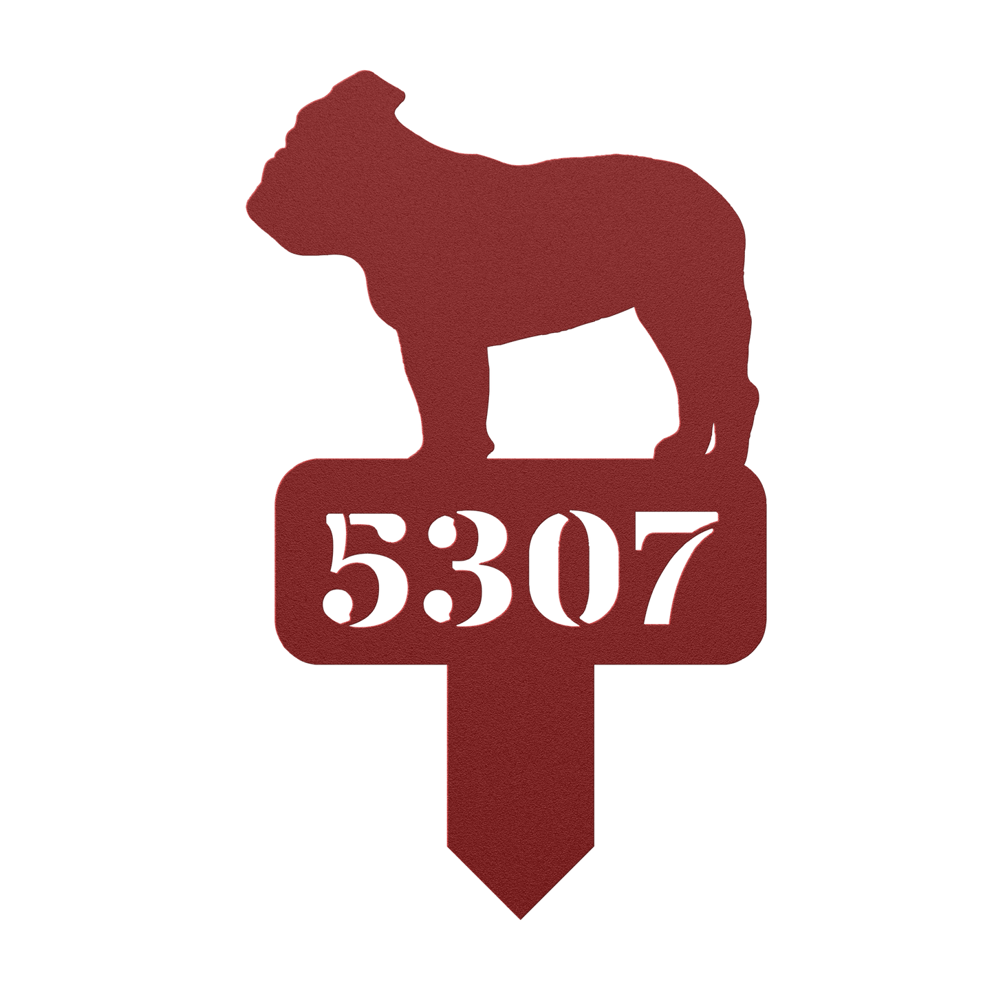 Lawn English Bulldog House Number Yard Sign - BullyBellyMetal Sign