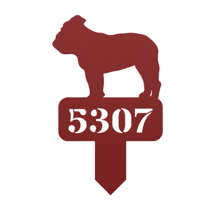Lawn English Bulldog House Number Yard Sign - BullyBellyMetal Sign