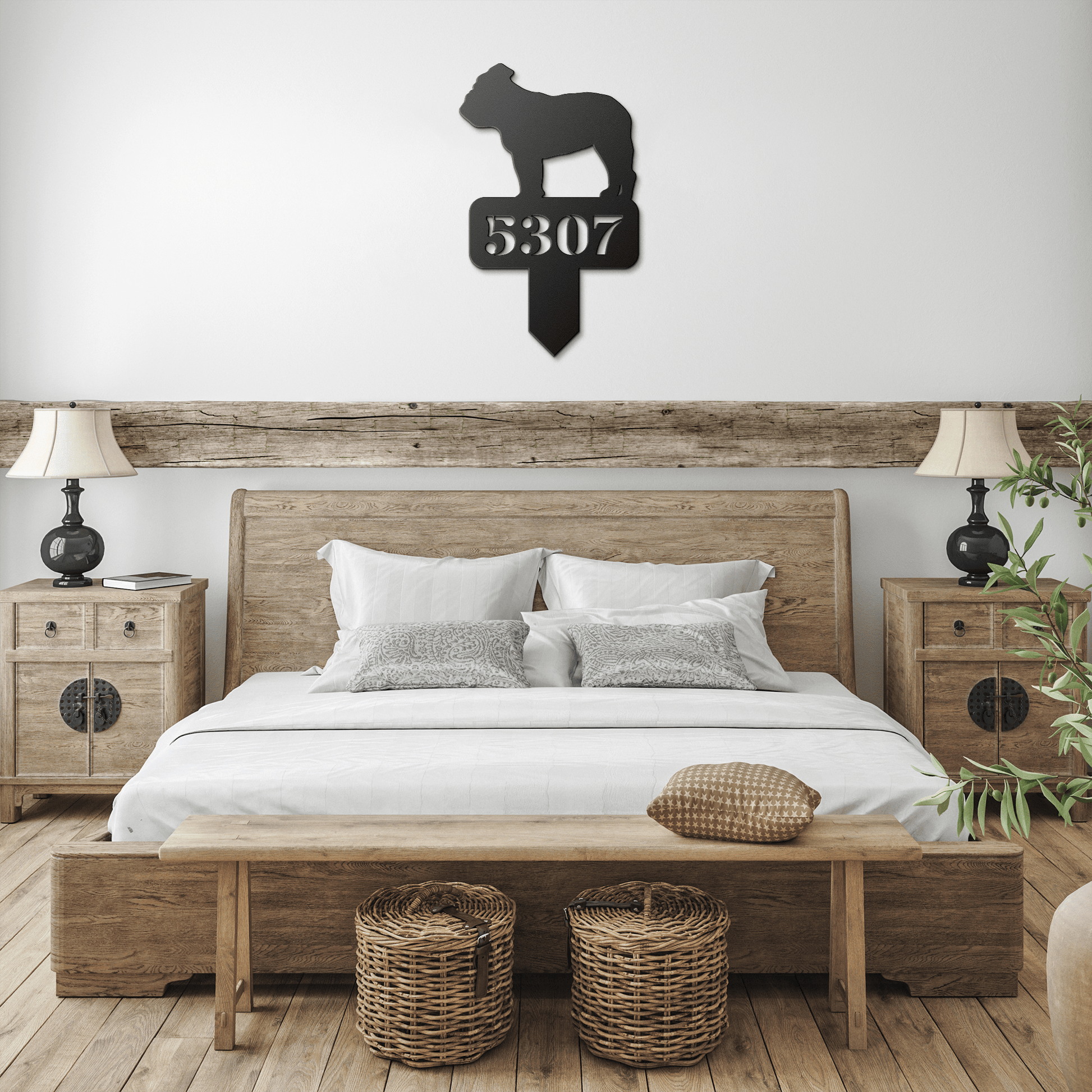 Lawn English Bulldog House Number Yard Sign - BullyBellyMetal Sign