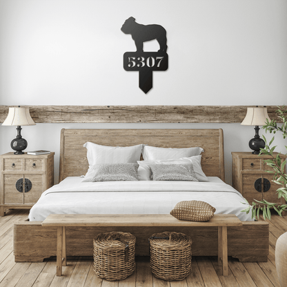 Lawn English Bulldog House Number Yard Sign - BullyBellyMetal Sign