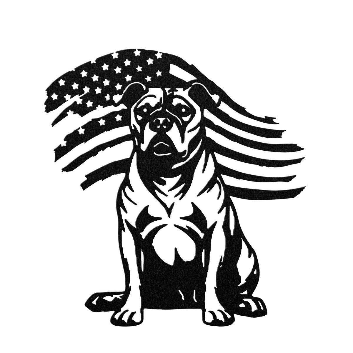 Loyal & Proud: Pitbull Metal Wall Art with American Flag - BullyBellyPitbull