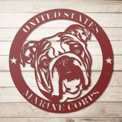 Marine Corps Bulldog Metal Wall Art - BullyBellyMetal Sign