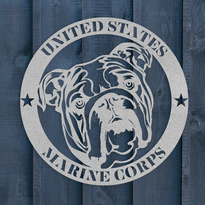 Marine Corps Bulldog Metal Wall Art - BullyBellyMetal Sign