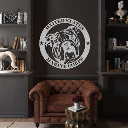 Marine Corps Bulldog Metal Wall Art - BullyBellyMetal Sign