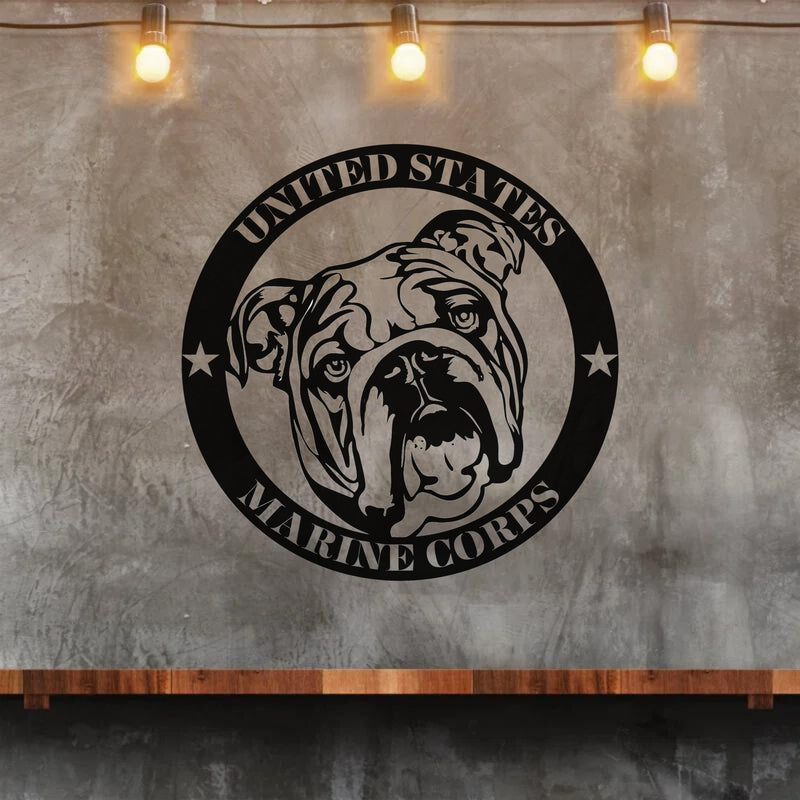 Marine Corps Bulldog Metal Wall Art - BullyBellyMetal Sign