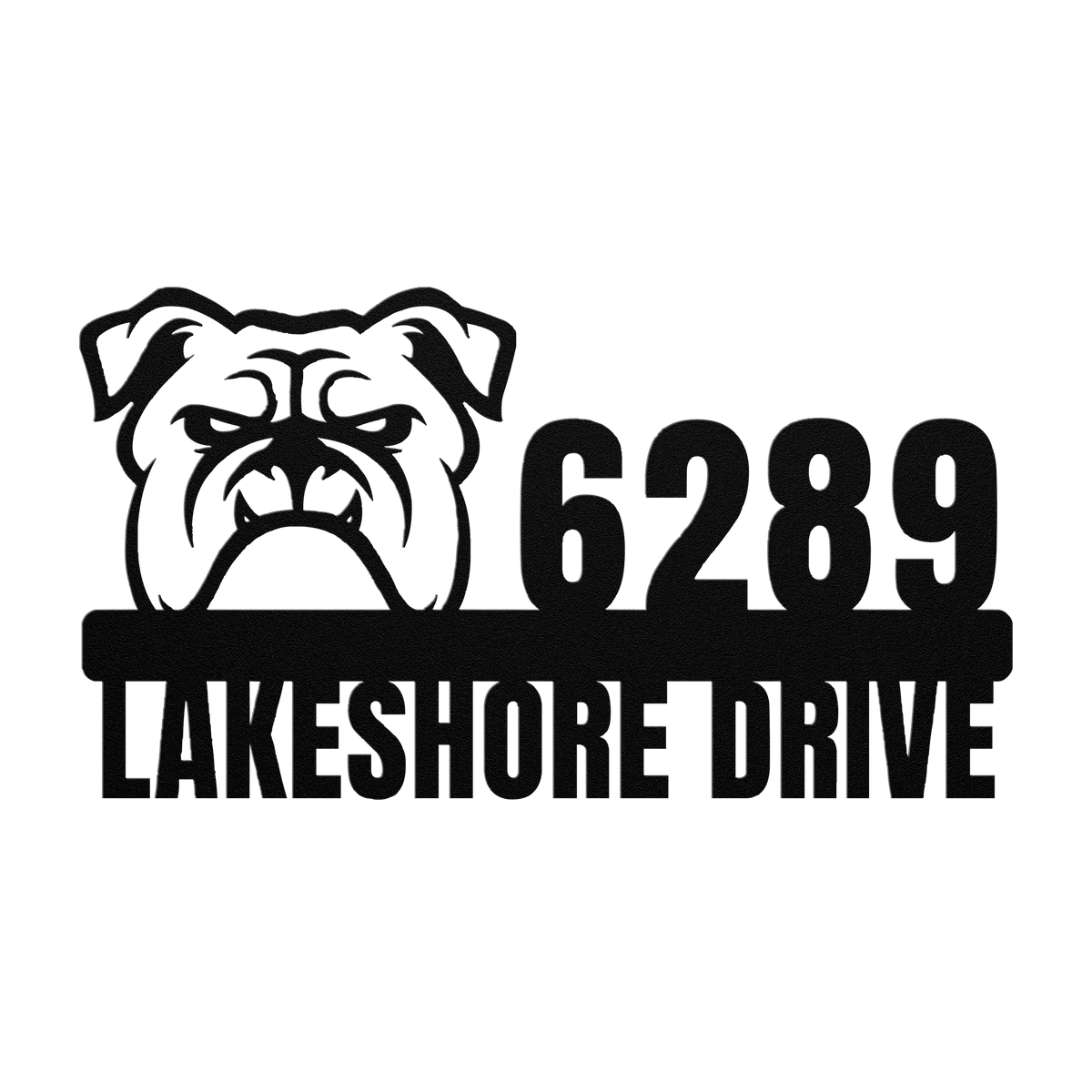Metal Address Sign for Bulldog Home - BullyBellyMetal Sign