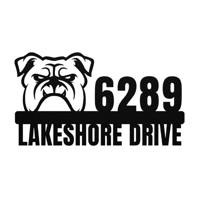 Metal Address Sign for Bulldog Home - BullyBellyMetal Sign