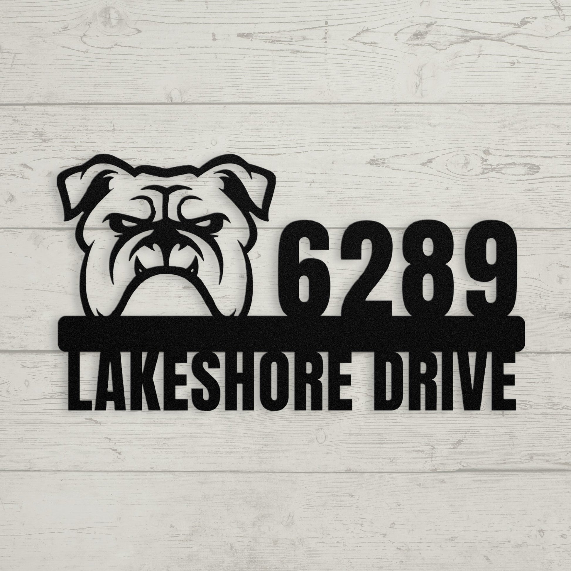 Metal Address Sign for Bulldog Home black