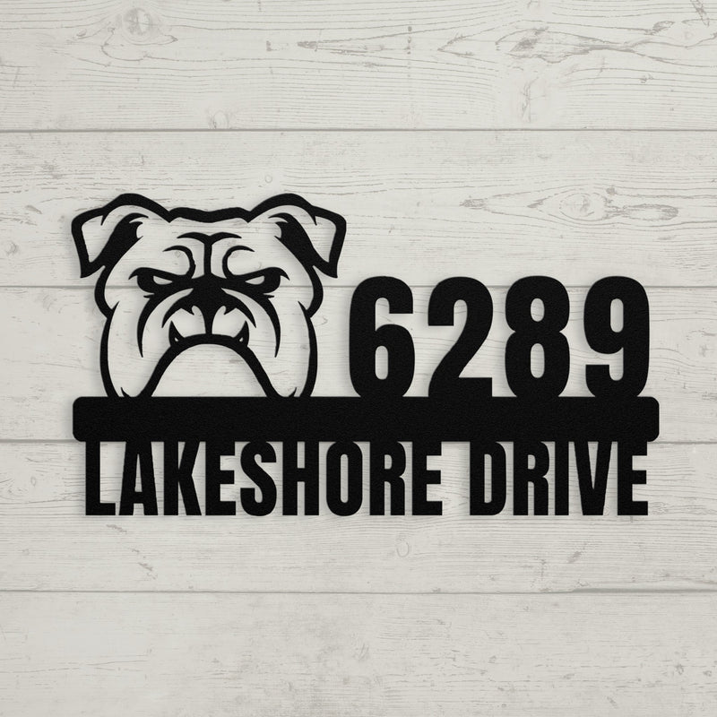 Metal Address Sign for Bulldog Home - BullyBellyMetal Sign