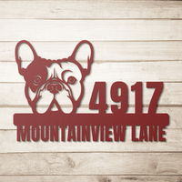 Metal Address Sign for French Bulldog Home - BullyBellyMetal Sign