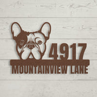 Metal Address Sign for French Bulldog Home - BullyBellyMetal Sign