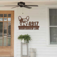 Metal Address Sign for French Bulldog Home - BullyBellyMetal Sign