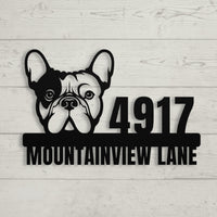 Metal Address Sign for French Bulldog Home - BullyBellyMetal Sign
