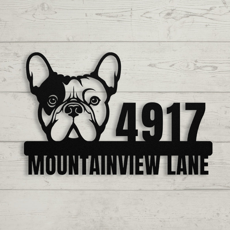 Metal Address Sign for French Bulldog Home - BullyBellyMetal Sign