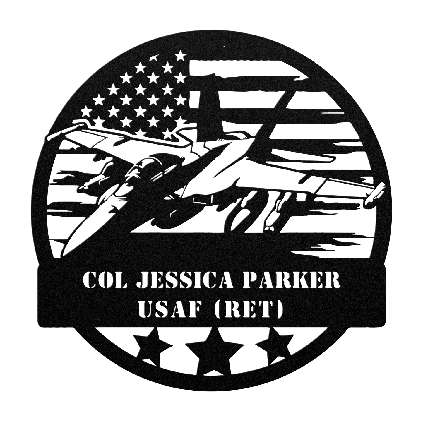 Military Fighter Jet Metal Sign – Custom American Flag Wall Art - BullyBellyMetal Sign
