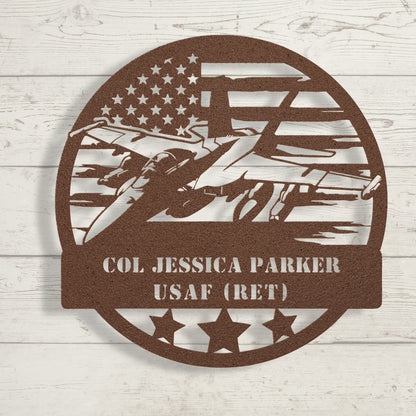 Military Fighter Jet Metal Sign – Custom American Flag Wall Art - BullyBellyMetal Sign