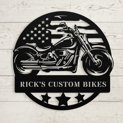 Motorcycle Metal Sign – Custom Biker Garage Wall Art - BullyBellyMetal Sign