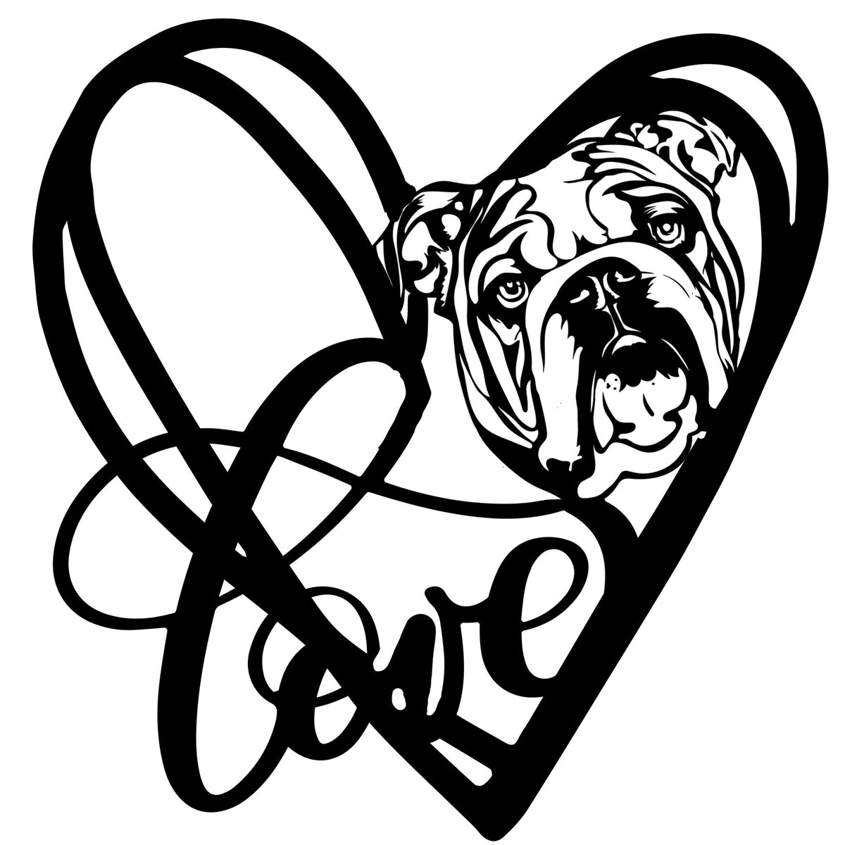 My Love, My Heart English Bulldog Metal Wall Art - BullyBellyEnglish Bulldog - Custom