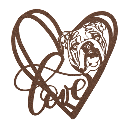My Love, My Heart English Bulldog Metal Wall Art - BullyBellyMetal Sign
