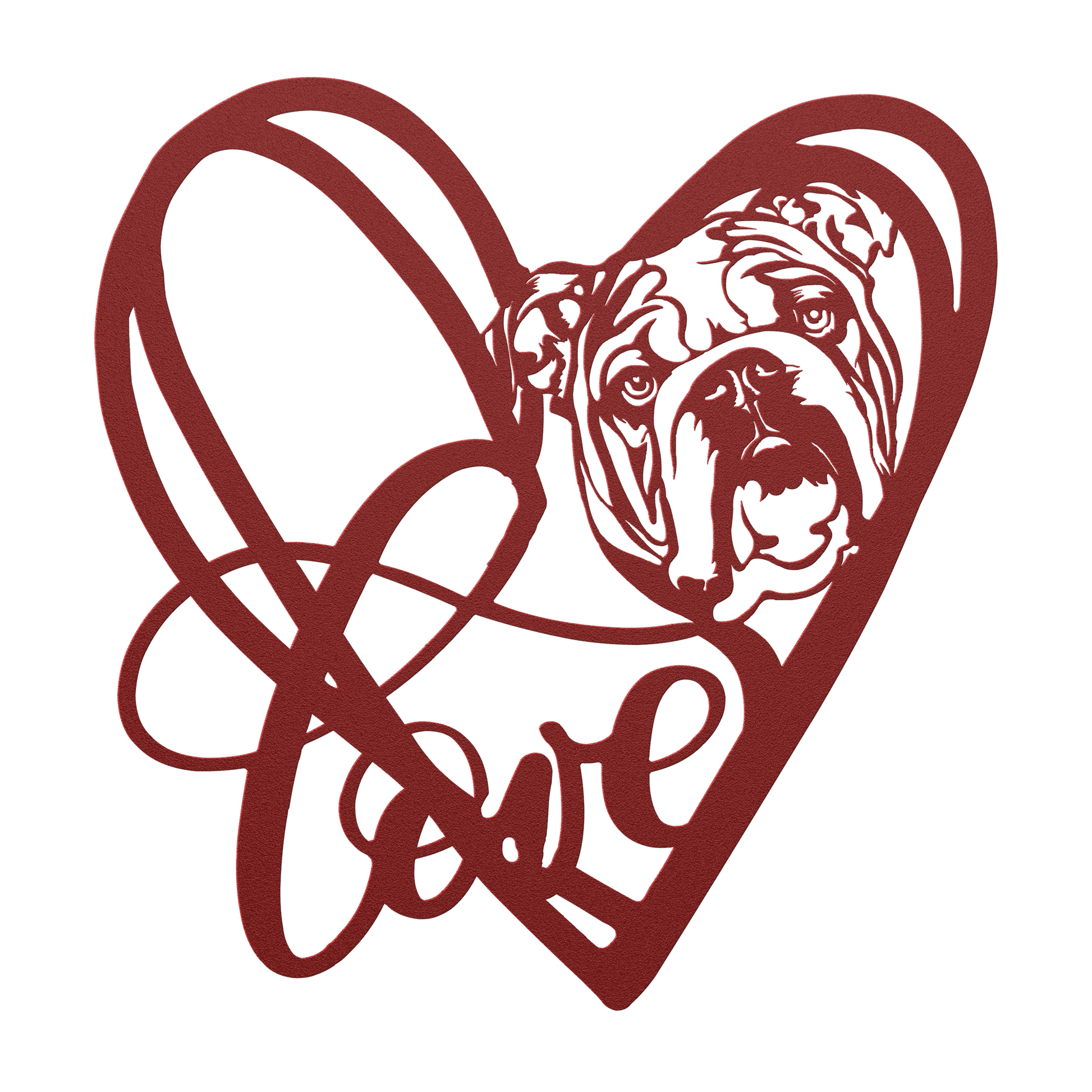 My Love, My Heart English Bulldog Metal Wall Art - BullyBellyMetal Sign
