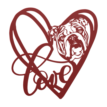 My Love, My Heart English Bulldog Metal Wall Art - BullyBellyMetal Sign