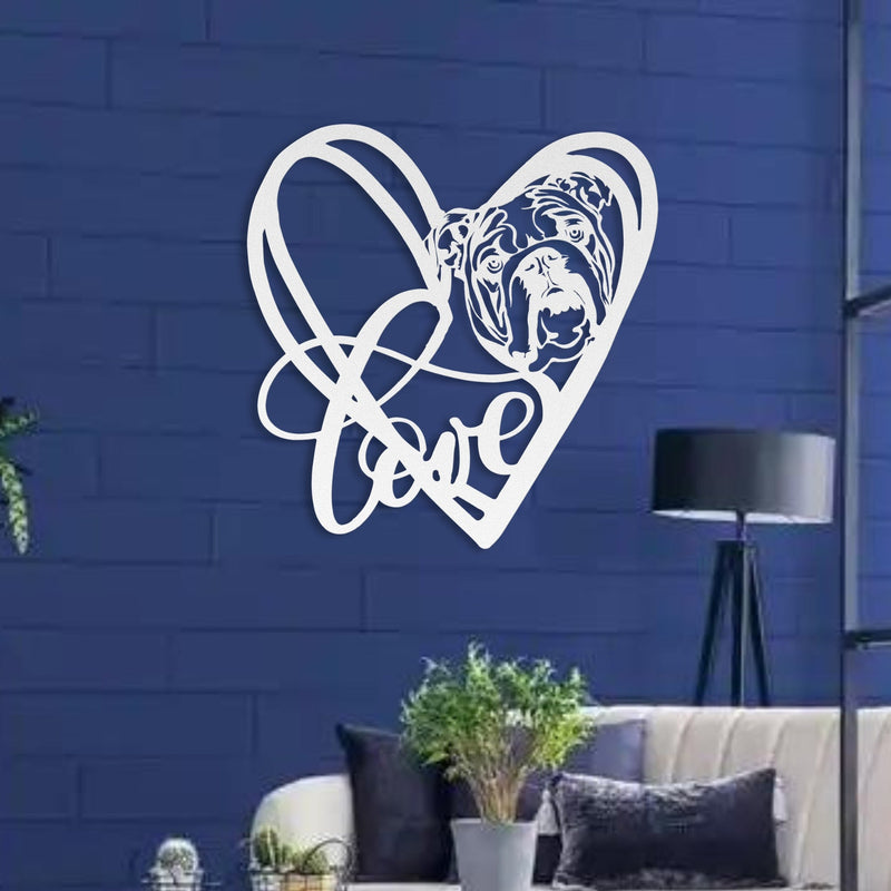 My Love, My Heart English Bulldog Metal Wall Art - BullyBellyMetal Sign