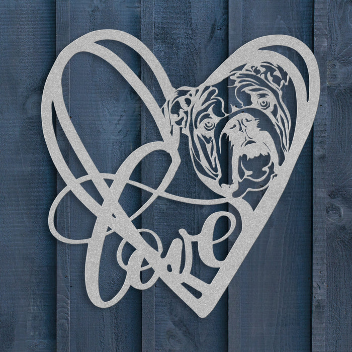 My Love, My Heart English Bulldog Metal Wall Art - BullyBellyMetal Sign