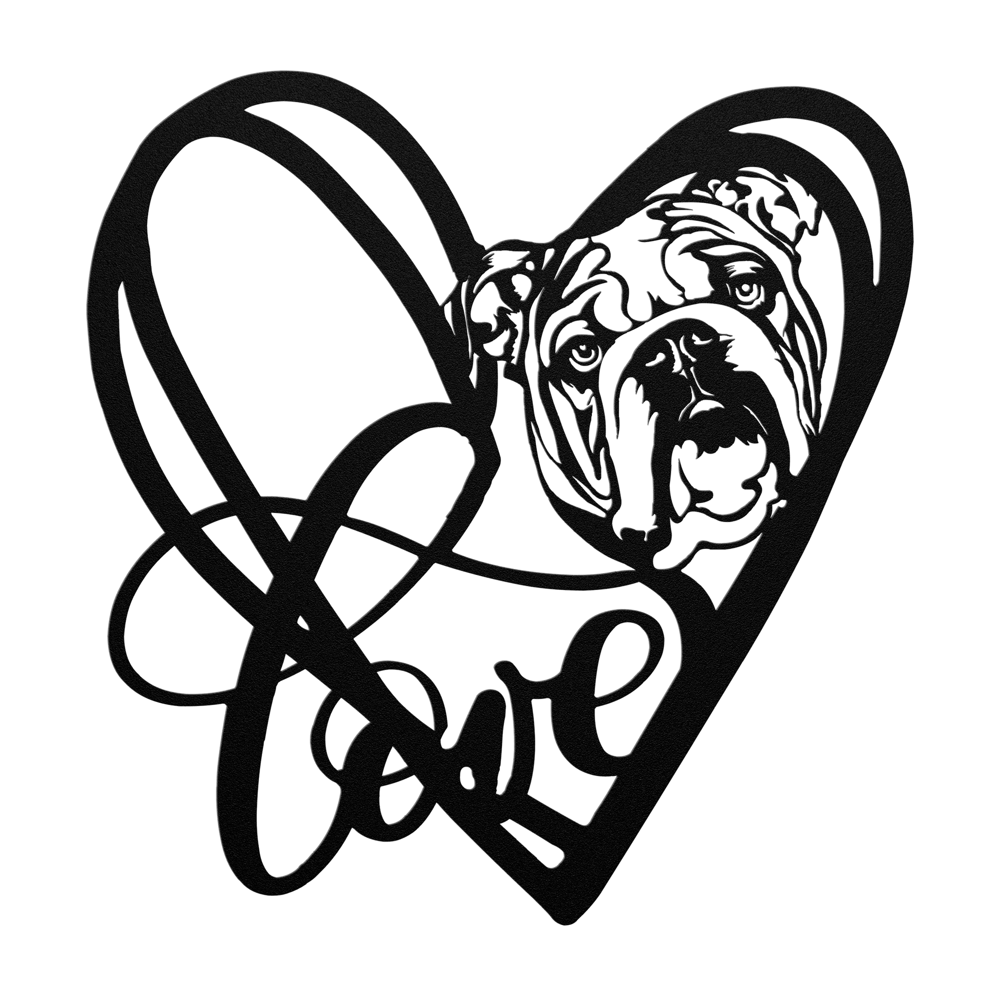 My Love, My Heart English Bulldog Metal Wall Art - BullyBellyMetal Sign