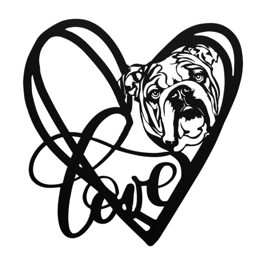 My Love, My Heart English Bulldog Metal Wall Art - BullyBellyMetal Sign