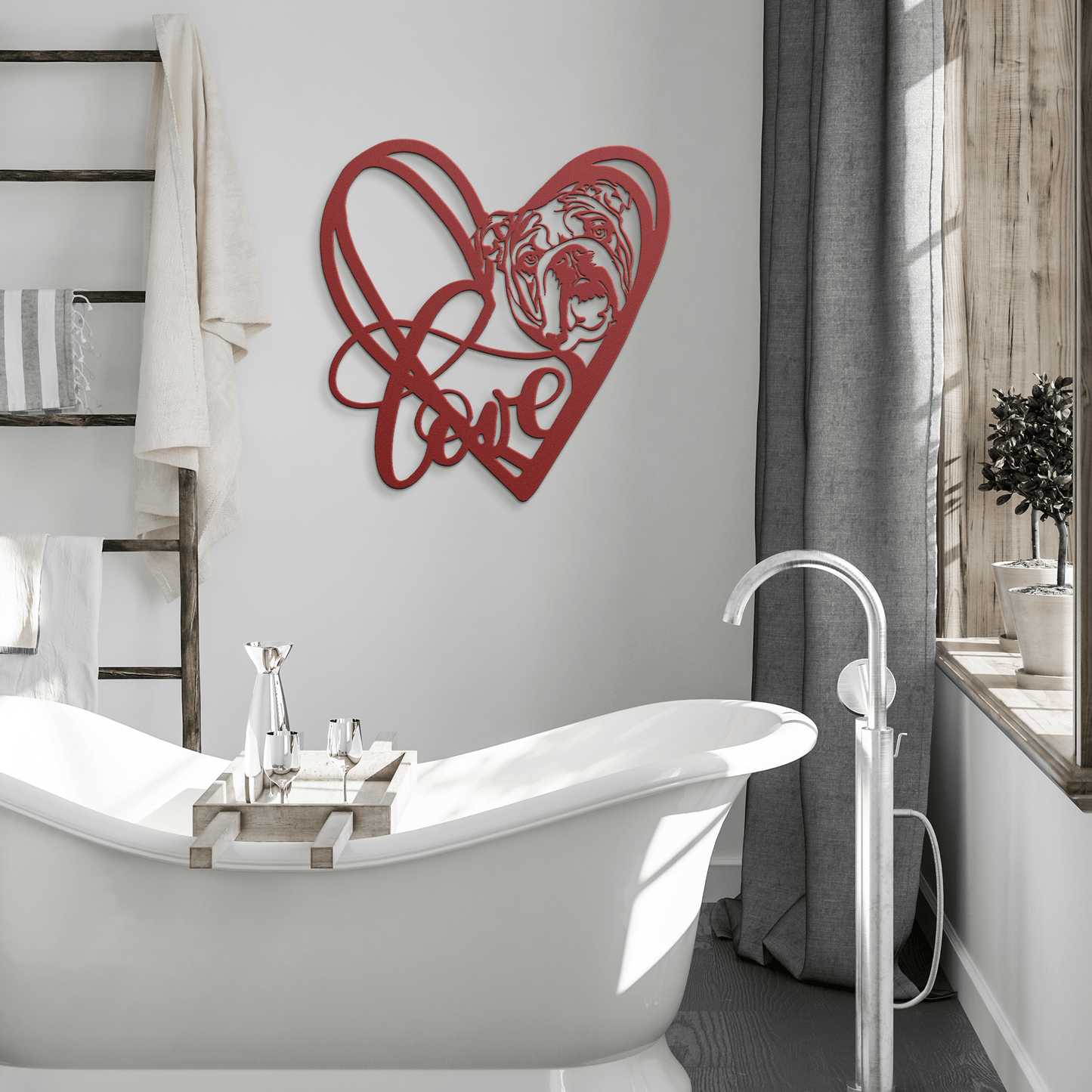 My Love, My Heart English Bulldog Metal Wall Art - BullyBellyMetal Sign