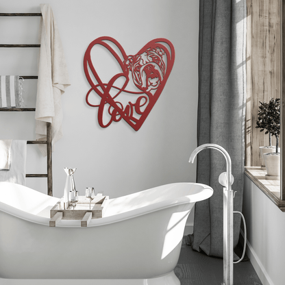 My Love, My Heart English Bulldog Metal Wall Art - BullyBellyMetal Sign