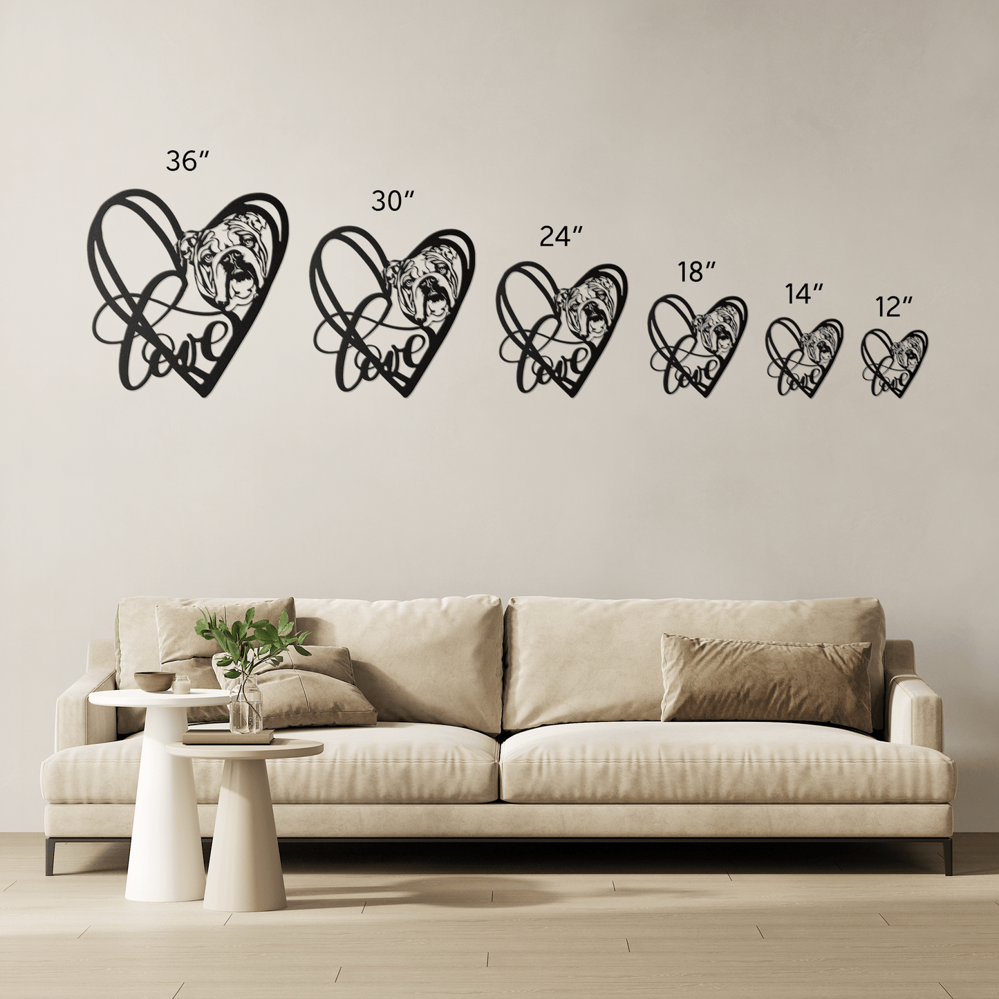 My Love, My Heart English Bulldog Metal Wall Art - BullyBellyMetal Sign
