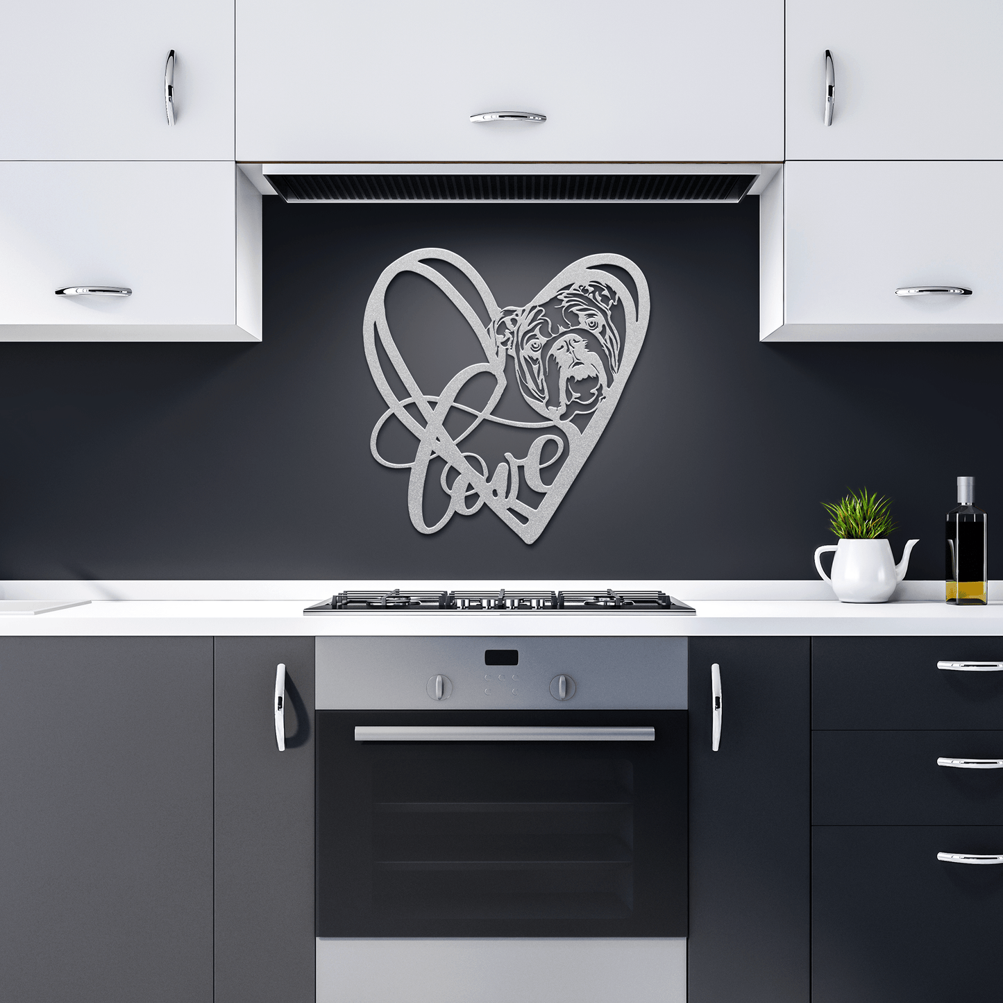 My Love, My Heart English Bulldog Metal Wall Art - BullyBellyMetal Sign