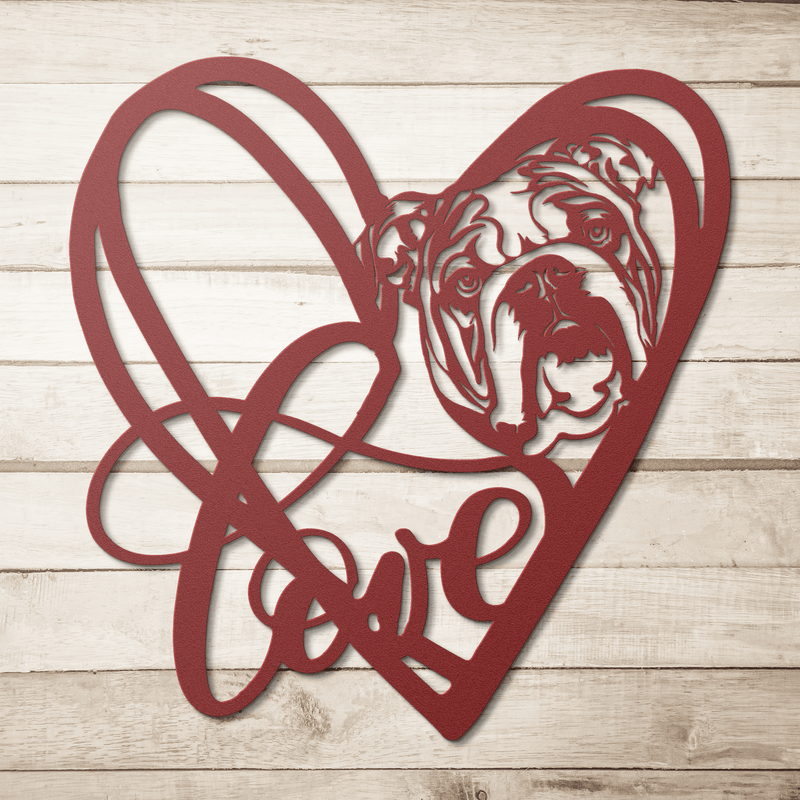 My Love, My Heart English Bulldog Metal Wall Art - BullyBellyMetal Sign