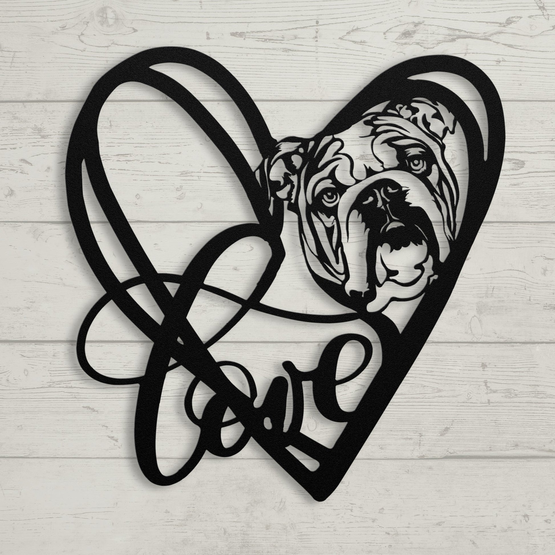 My Love, My Heart English Bulldog Metal Wall Art - BullyBellyMetal Sign